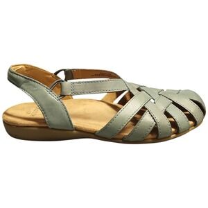 Earth Origins Berri Fisherman Sandals Women 10M Blue Brown Woven Leather Slip On